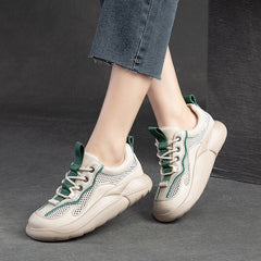 Women Fashion Breathable Mesh Leather Casual Shoes Newgew Shoes