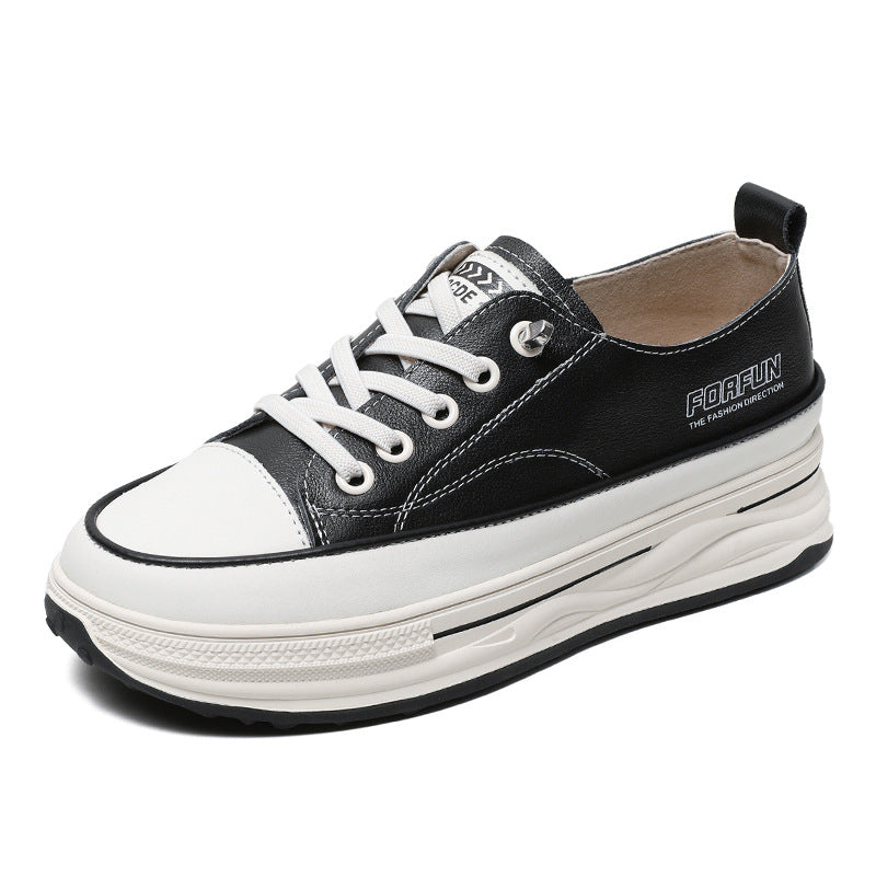 Women Fashion Leather Thick Soled Skate Casual Shoes Newgew Shoes