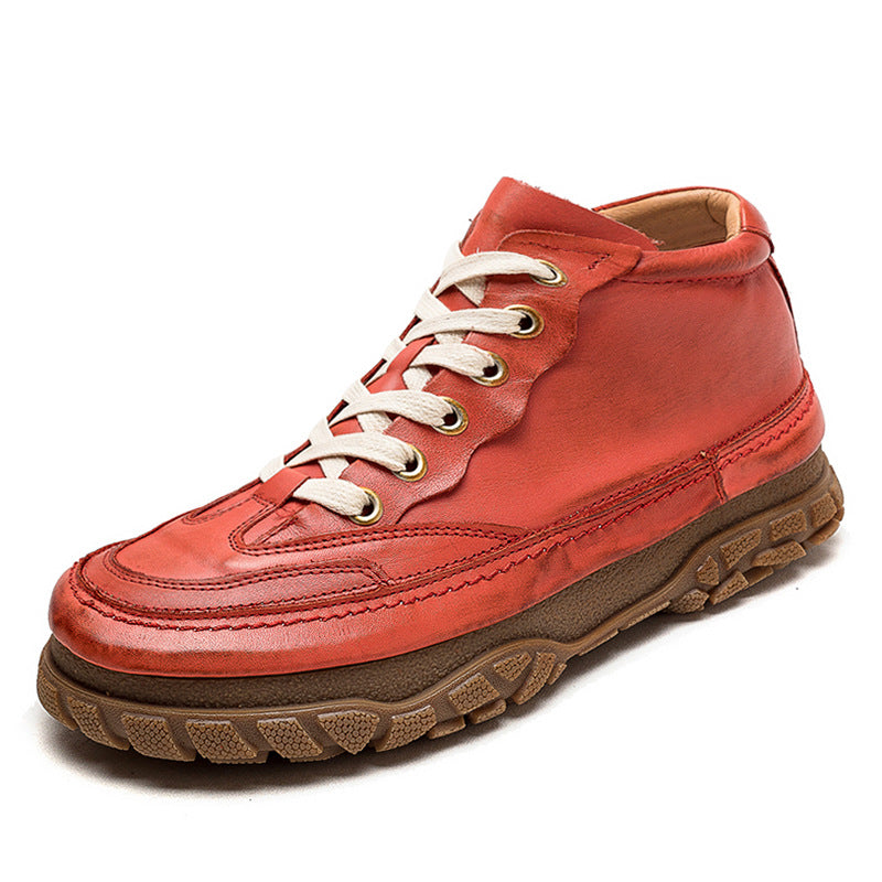 Women Retro Patchwork Soft Leather Casual Shoes Newgew Shoes