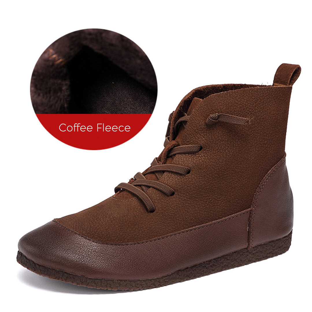 Retro Spliced Flat Leather Boots Newgew Shoes