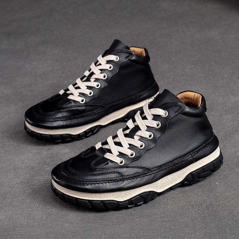 Women Retro Patchwork Soft Leather Casual Shoes Newgew Shoes