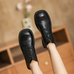 Women Patchwork Leather Ankle Boots Newgew Shoes