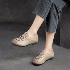 Women Retro Soft Leather Flat Casual Shoes Newgew Shoes