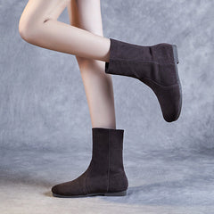 Women Minimalist Soft Suede Casual Flat Boots Newgew Shoes
