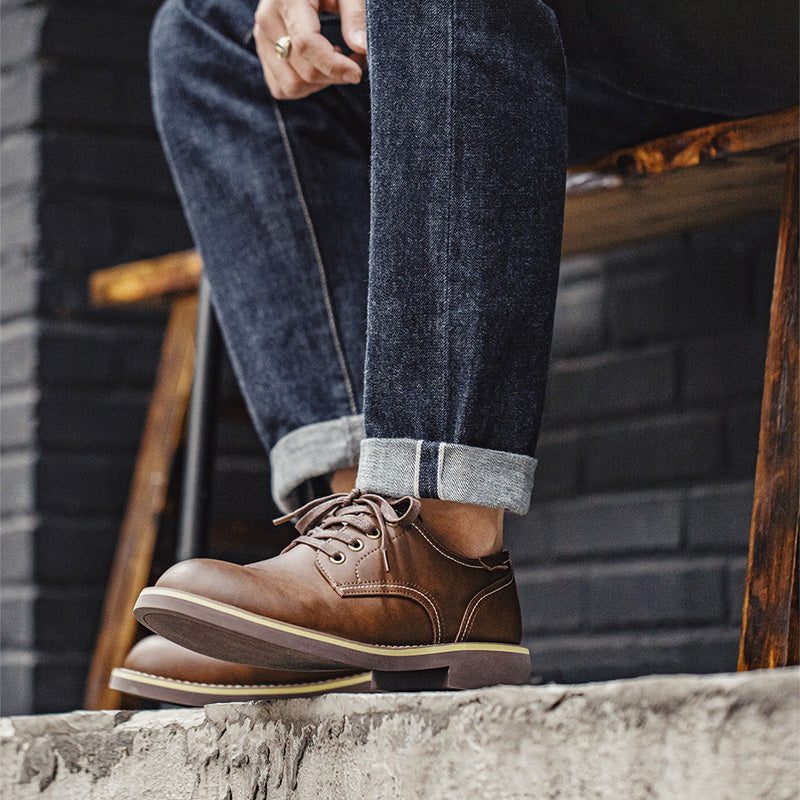 Men Classic Cowhide Leather Casual Work Shoes Newgew Shoes