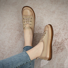 Women Retro Leather Minimalist Soft Flat Casual Shoes Newgew Shoes