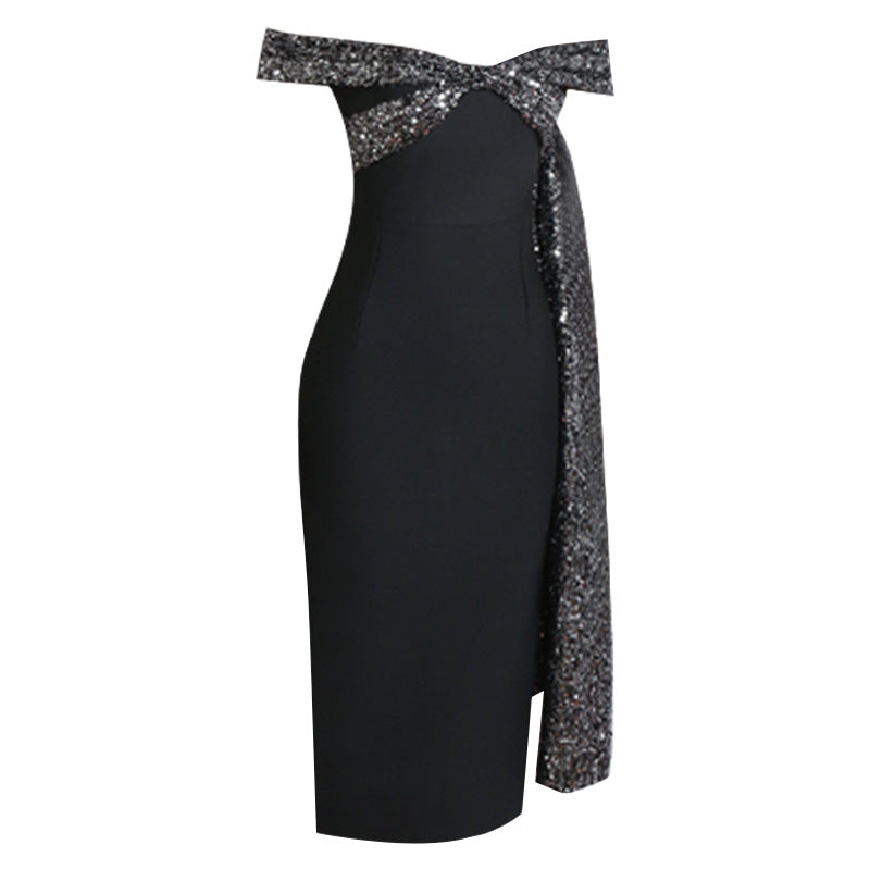 Statement Sequin Bow Midi Dress Newgew
