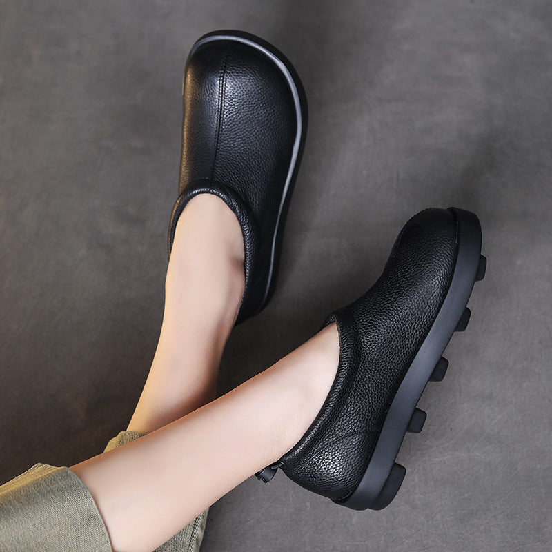 Women Retro Minimalist Leather Lug Sole Casual Shoes Newgew Shoes