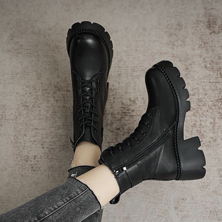 Women Minimalist Leather Winter Furred Boots Newgew Shoes