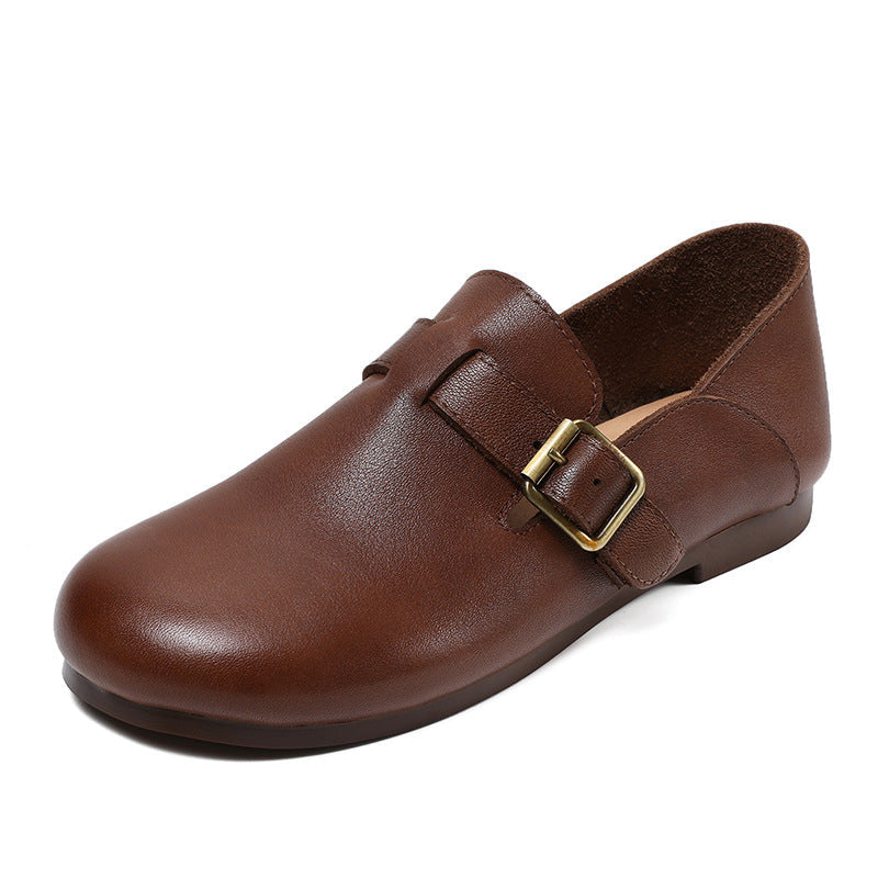 Women Retro Minimalist Soft Leather Casual Shoes Newgew Shoes