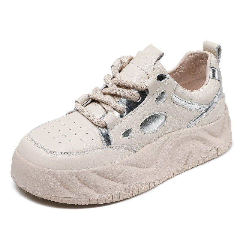 Women Fashion Leather Thick Soled Casual Shoes Newgew Shoes