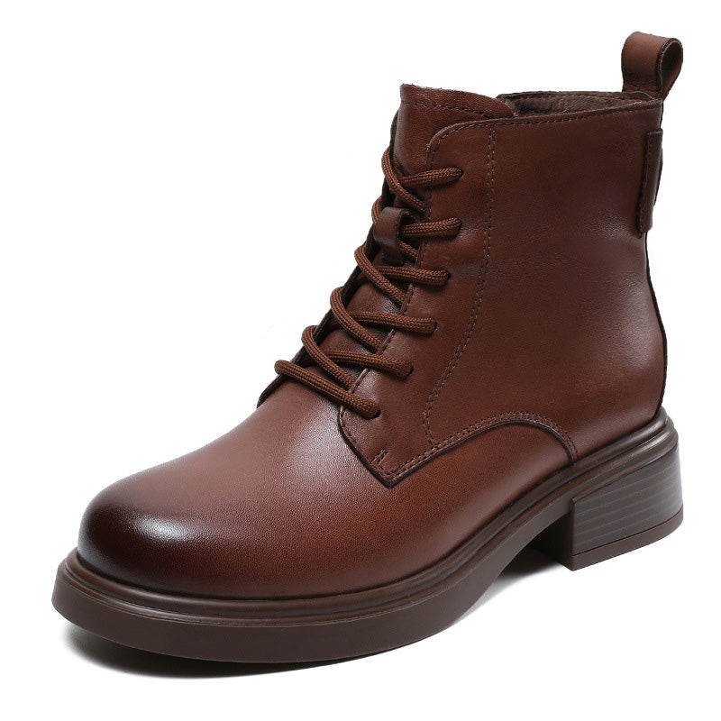 Women Minimalist Retro Soft Leather Ankle Boots Newgew Shoes