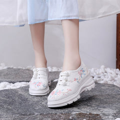 Women's Sun Ethnic Style Embroidered Height Canvas Shoes Newgew
