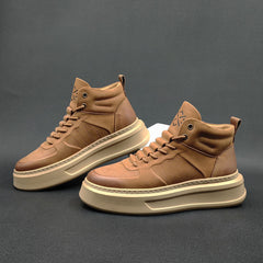 Men Minimalist Leather High Top Flat Casual Shoes Newgew Shoes