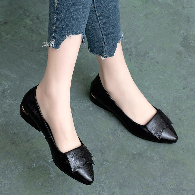 Women's Low-cut Chunky Pointed Soft Bottom Wild Heels Newgew