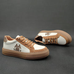 Men Fashion Patchwork Leather Flat Casual Shoes Newgew Shoes