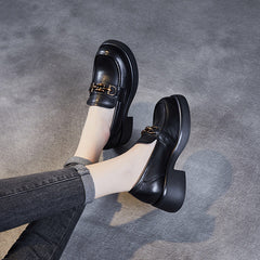 Women Retro Comfy Leather Low Heel Loafers Newgew Shoes