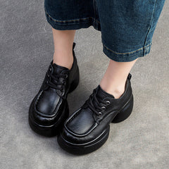 Women Retro Soft Leather Platform Casual Shoes Newgew Shoes