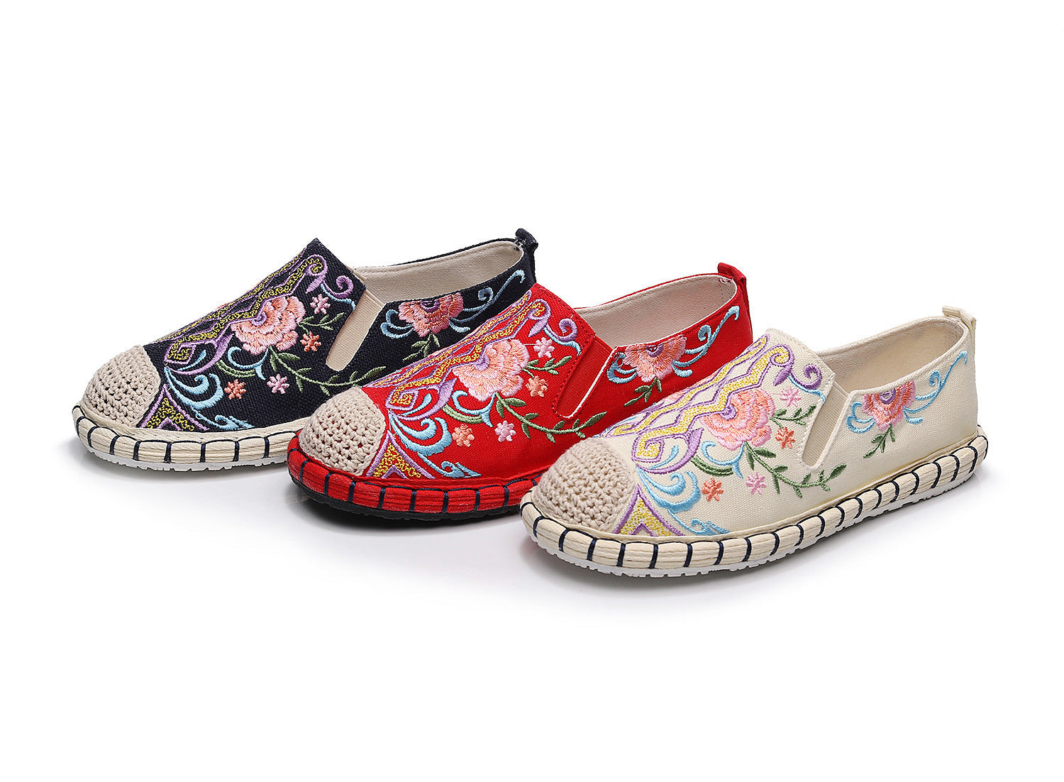 Women's Beijing Cloth Soft Bottom Ethnic Style Embroidery Canvas Shoes Newgew