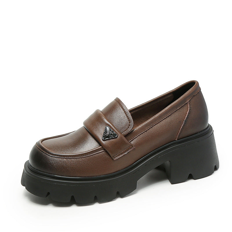 Women Minimalist Leather Chunky Sole Casual Loafers Newgew Shoes