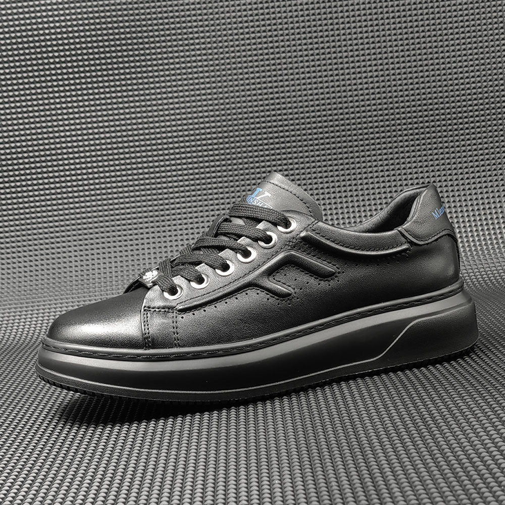 Men Minimalist Solid Leather Casual Sneakers Newgew Shoes