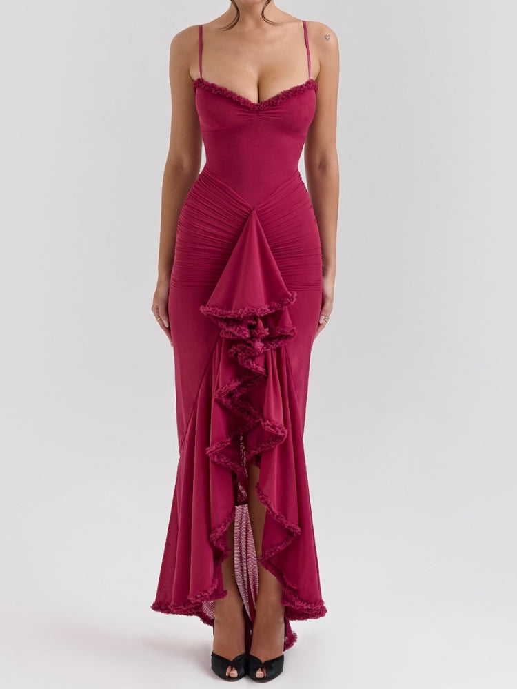 Apricot Ruffled Front Gown Newgew Dresses