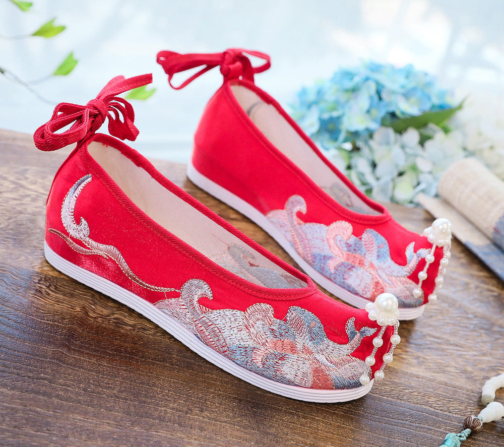 Ancient Style Invisible Elevated Embroidered Warped Canvas Shoes Newgew