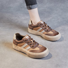 Women Handmade Color Matching Leather Casual Training Shoes Newgew Shoes