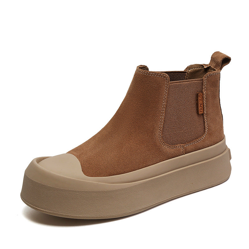 Women Retro Casual Leather Flat Ankle Boots Newgew Shoes