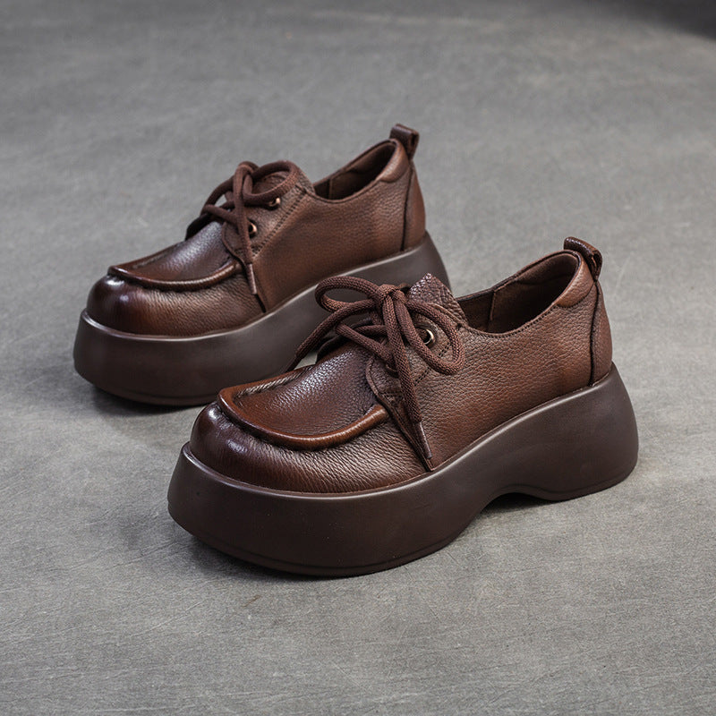 Women Minimalist Soft Leather Thick Soled Casual Shoes Newgew Shoes