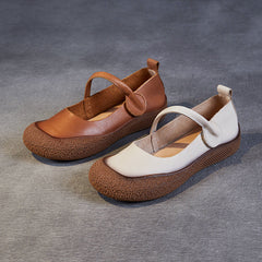Women Retro Leather Soft Flat Casual Shoes Newgew Shoes