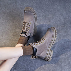 Women Retro Classic Leather Hiking Work Boots Newgew Shoes