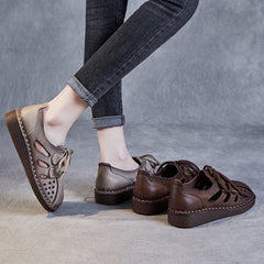 Women Minimalist Summer Hollow Leather Flat Casual Shoes Newgew Shoes