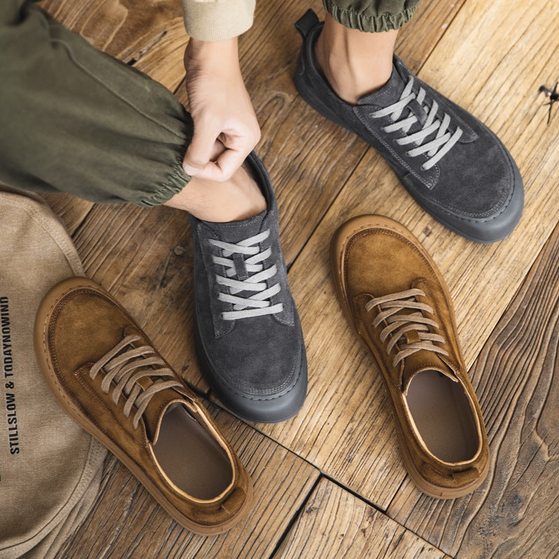 Men Retro Frosted Suede Flat Casual Shoes Newgew Shoes