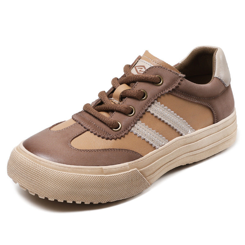 Women Handmade Color Matching Leather Casual Training Shoes Newgew Shoes