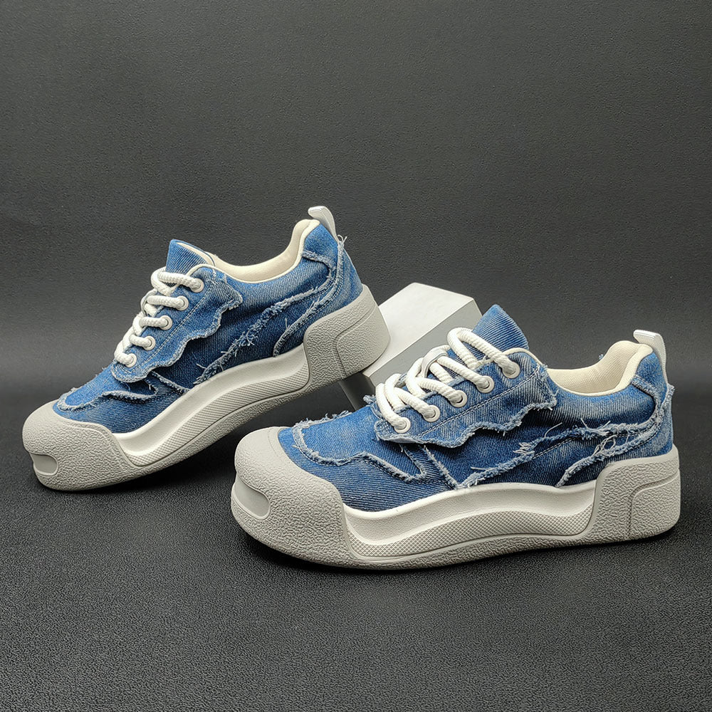 Men Fashion Patchwork Denim Canvas Casual Shoes Newgew Shoes