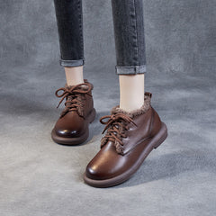 Women Retro Minimalist Furred Winter Casual Shoes Newgew Shoes