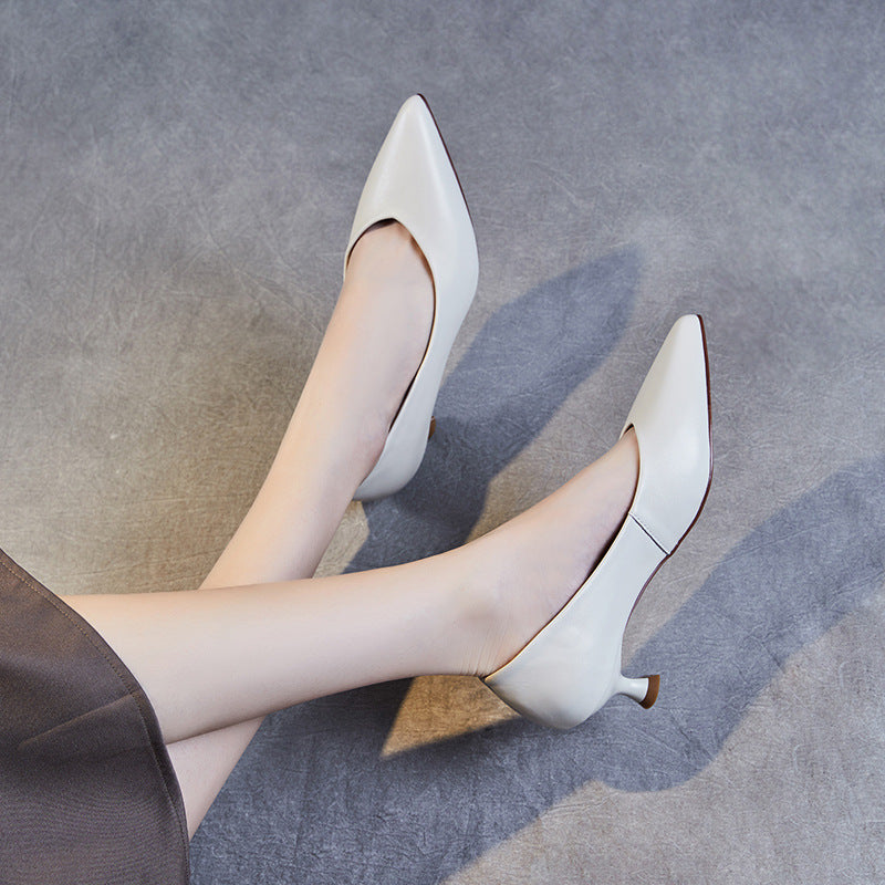 Women Minimalist Solid Leather Pumps Dress Shoes Newgew Shoes