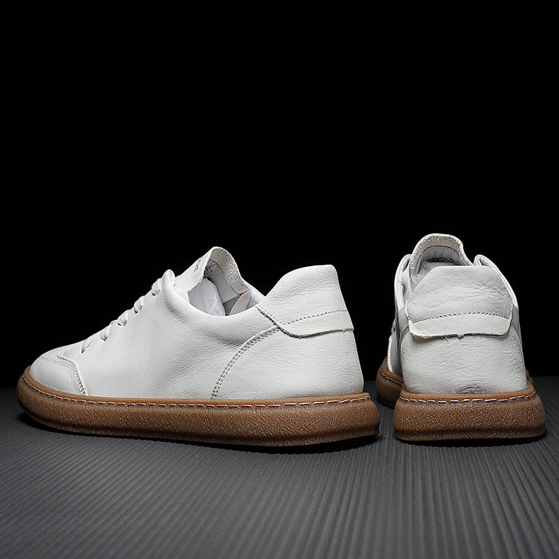 Men Solid Fashion Leather Flat Casual Shoes Newgew Shoes