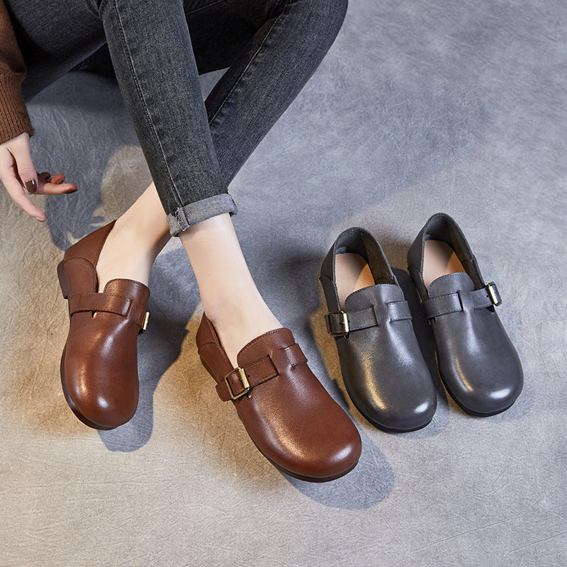 Women Retro Minimalist Soft Leather Casual Shoes Newgew Shoes