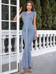 V neck Ruched Mermaid Dress Newgew Dresses