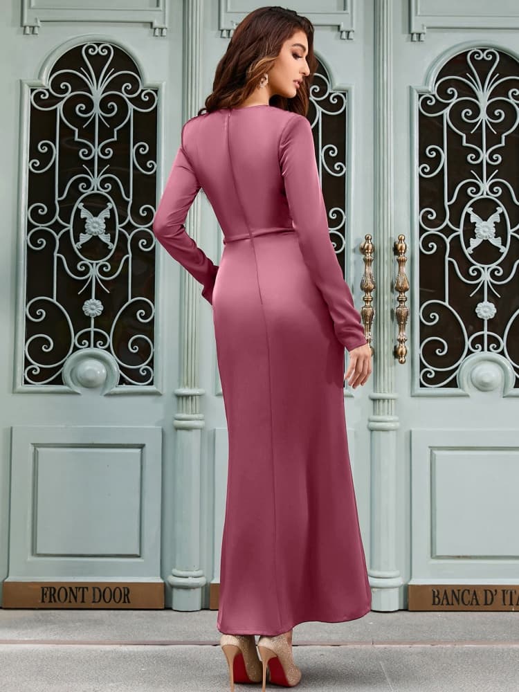 V Neck Slit Button Dress Newgew Dresses