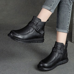 Women Retro Cowhide Furred Winter Boots Newgew Shoes