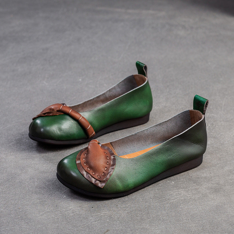 Women Retro Leather Soft Casual Flats Shoes Newgew Shoes