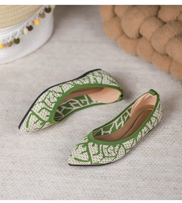 Pointed Knitted Egg Roll Flat Flying Woven Shoes NewGew