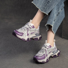 Women Retro Patchwork Chunky Platform Casual Shoes Newgew Shoes