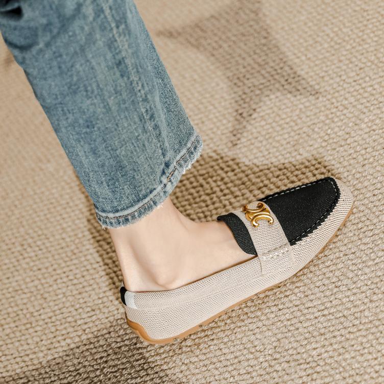 Flat Soft Sole Flying Woven Square Toe Loafers NewGew
