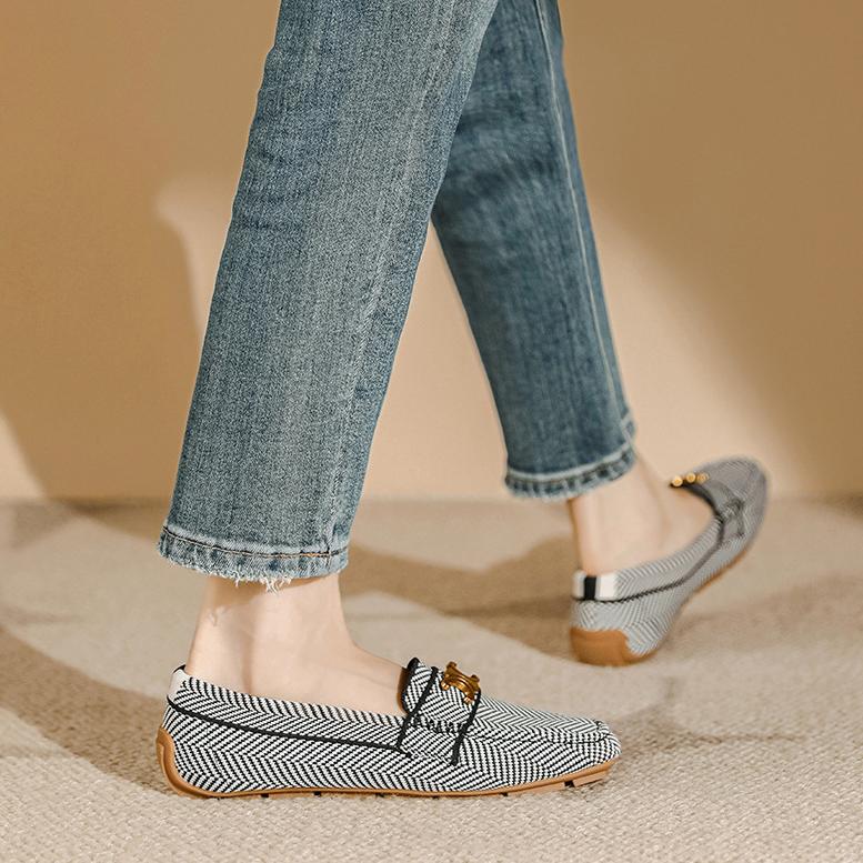 Flat Soft Sole Flying Woven Square Toe Loafers NewGew