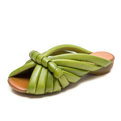Women Retro Minimalist Leather Casual Slides Newgew Shoes