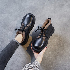 Women Retro Minimalist Furred Winter Casual Shoes Newgew Shoes